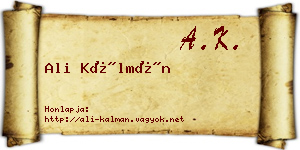 Ali Kálmán névjegykártya