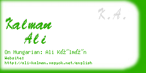 kalman ali business card